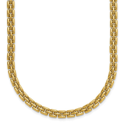 14K Gelbgold Poliert 6.3mm Fantasieglieder Halskette