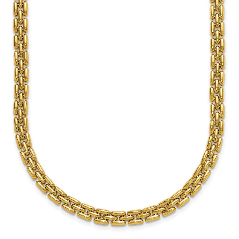 14K Gelbgold Poliert 6.3mm Fantasieglieder Halskette