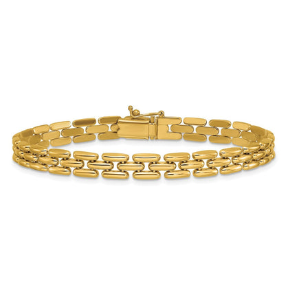 14K Gelbgold Poliert 6.3mm Fantasieglieder Armband