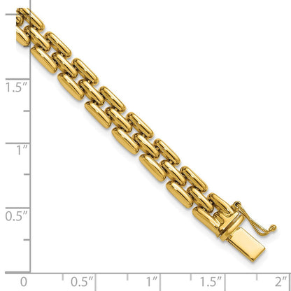 14K Gelbgold Poliert 6.3mm Fantasieglieder Armband