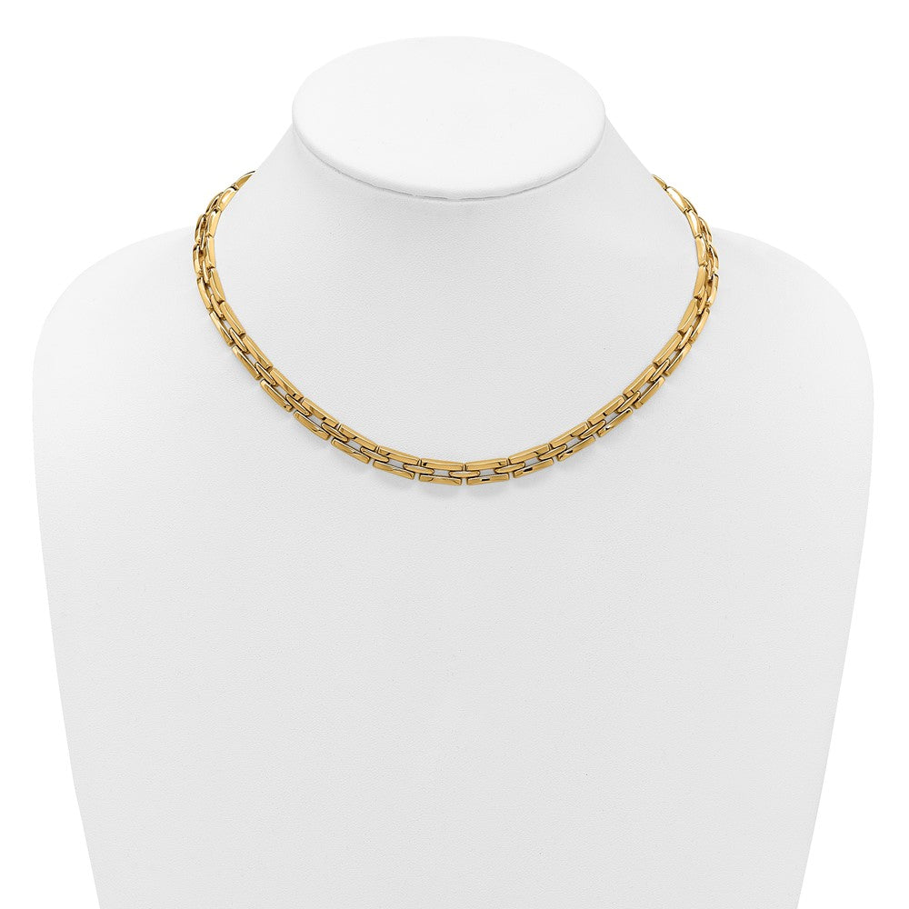 14K Gelbgold Poliert 6.5mm Fantasieglieder Halskette