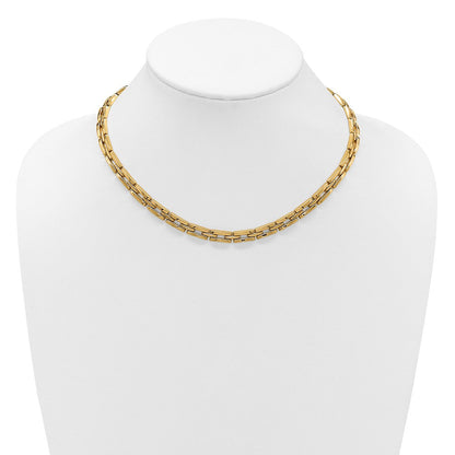 14K Gelbgold Poliert 6.5mm Fantasieglieder Halskette