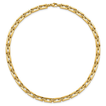14K Gelbgold Poliert 6.5mm Fantasieglieder Halskette