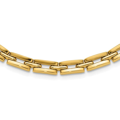 14K Gelbgold Poliert 6.5mm Fantasieglieder Halskette