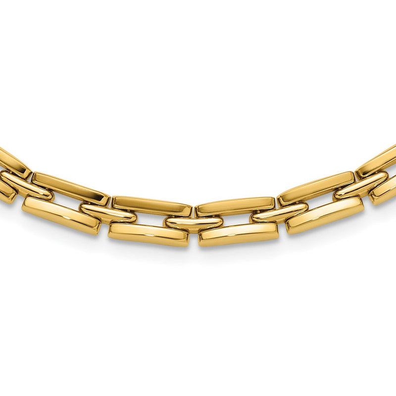 14K Gelbgold Poliert 6.5mm Fantasieglieder Halskette