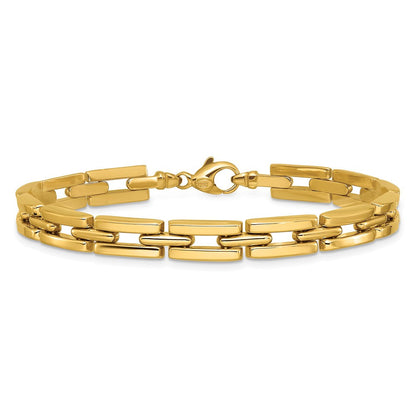 14K Gelbgold Poliert 6.5mm Fantasieglieder Armband