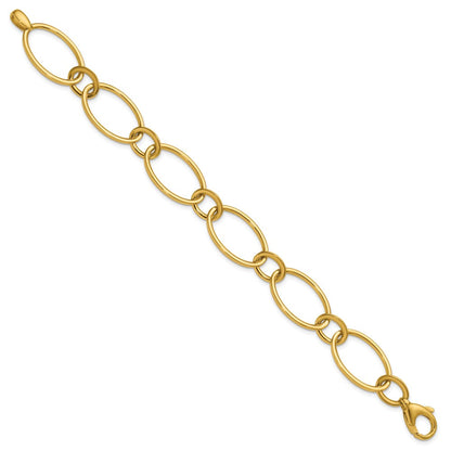 14K Gelbgold Poliert Fantasie Mixed Oval Glieder Armband