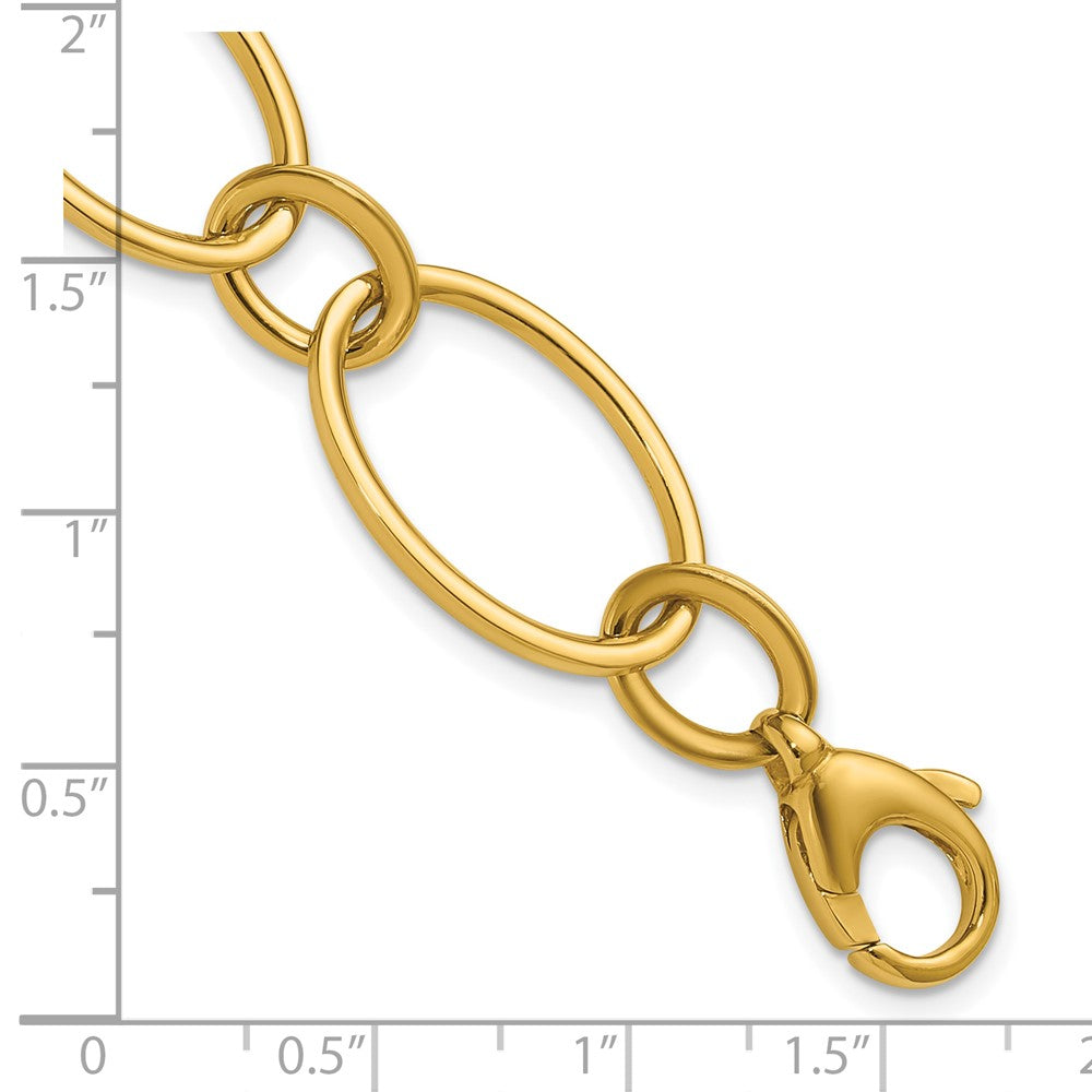 14K Gelbgold Poliert Fantasie Mixed Oval Glieder Armband