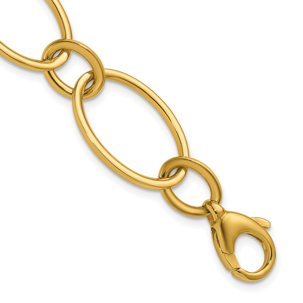 14K Gelbgold Poliert Fantasie Mixed Oval Glieder Armband