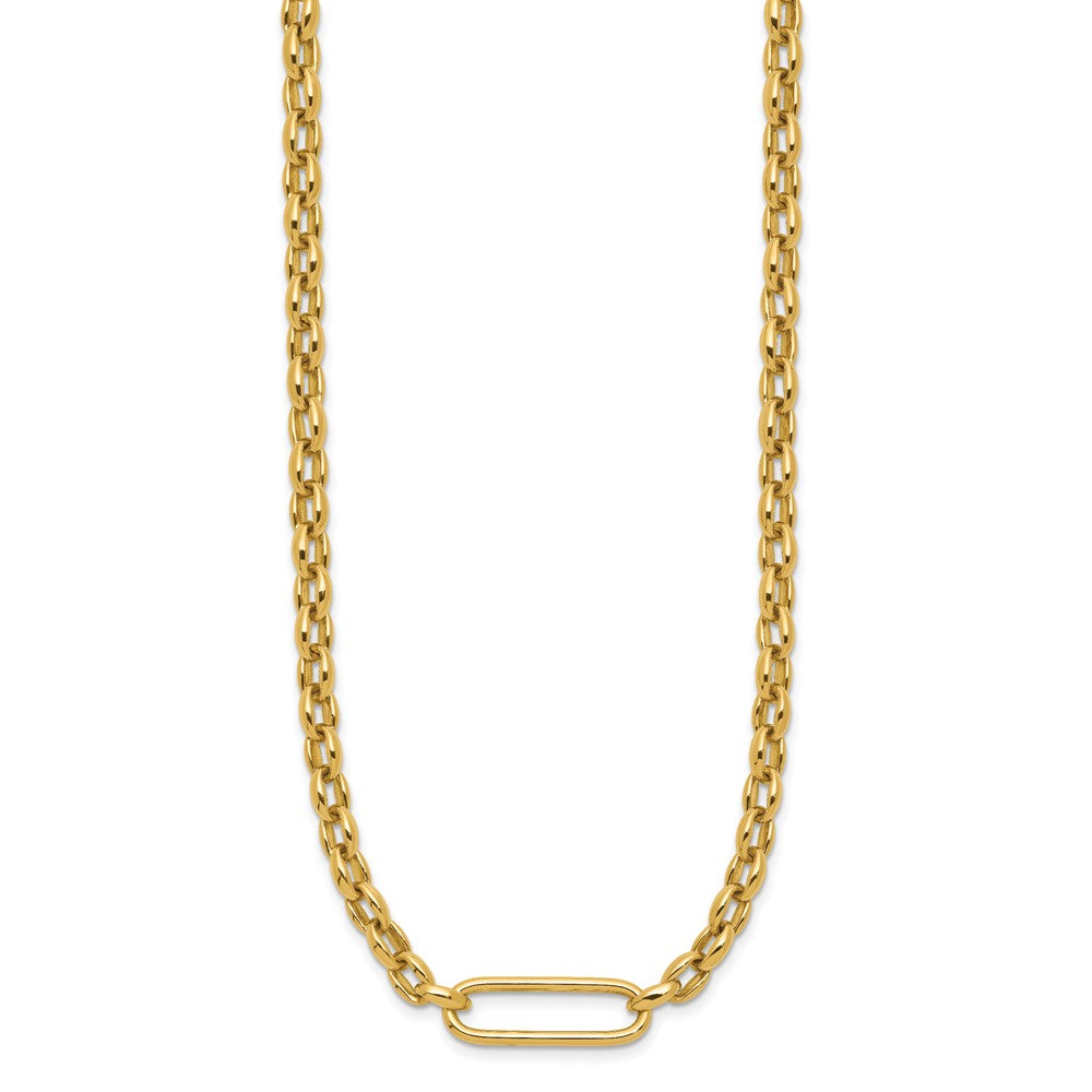 14K Gelbgold Poliert Fantasie Länglich Oval Glieder Halskette