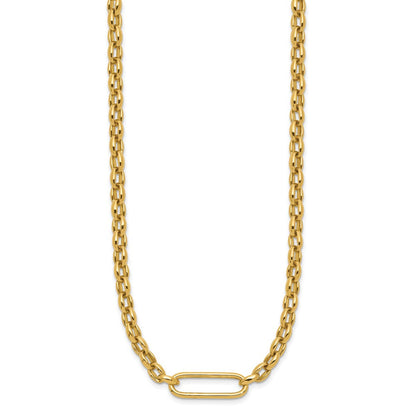 14K Gelbgold Poliert Fantasie Länglich Oval Glieder Halskette