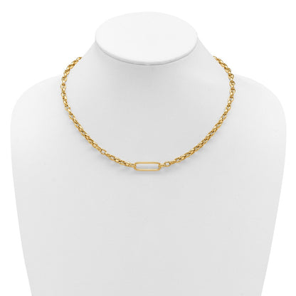 14K Gelbgold Poliert Fantasie Länglich Oval Glieder Halskette