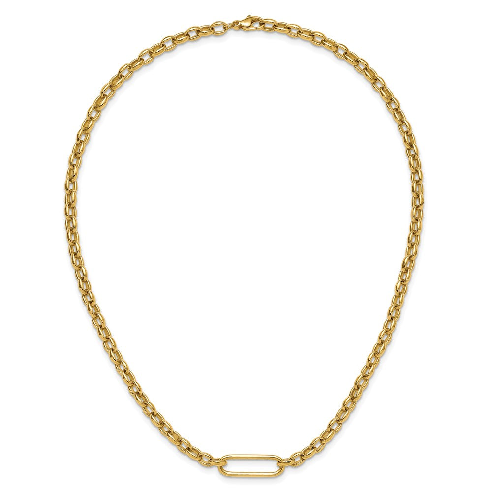 14K Gelbgold Poliert Fantasie Länglich Oval Glieder Halskette