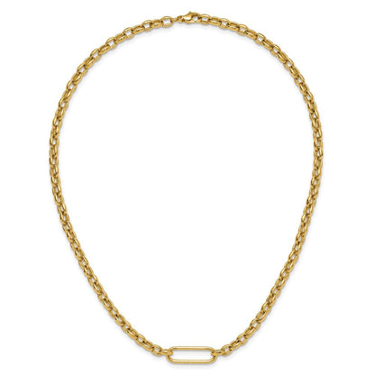 14K Gelbgold Poliert Fantasie Länglich Oval Glieder Halskette