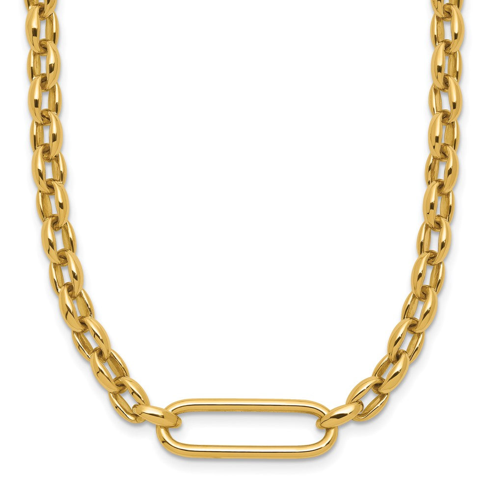 14K Gelbgold Poliert Fantasie Länglich Oval Glieder Halskette