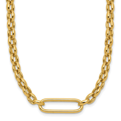14K Gelbgold Poliert Fantasie Länglich Oval Glieder Halskette