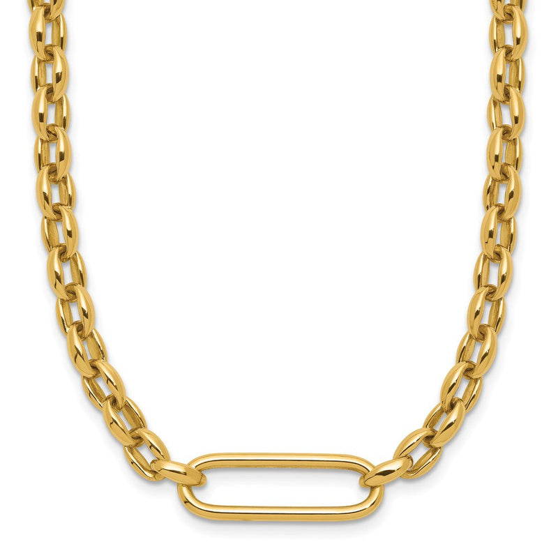 14K Gelbgold Poliert Fantasie Länglich Oval Glieder Halskette