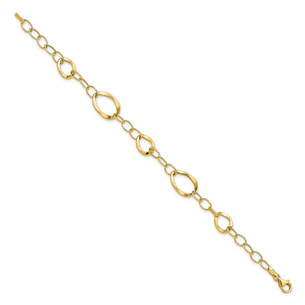 7.25 Zoll 14K Poliert Fantasieglieder Armband