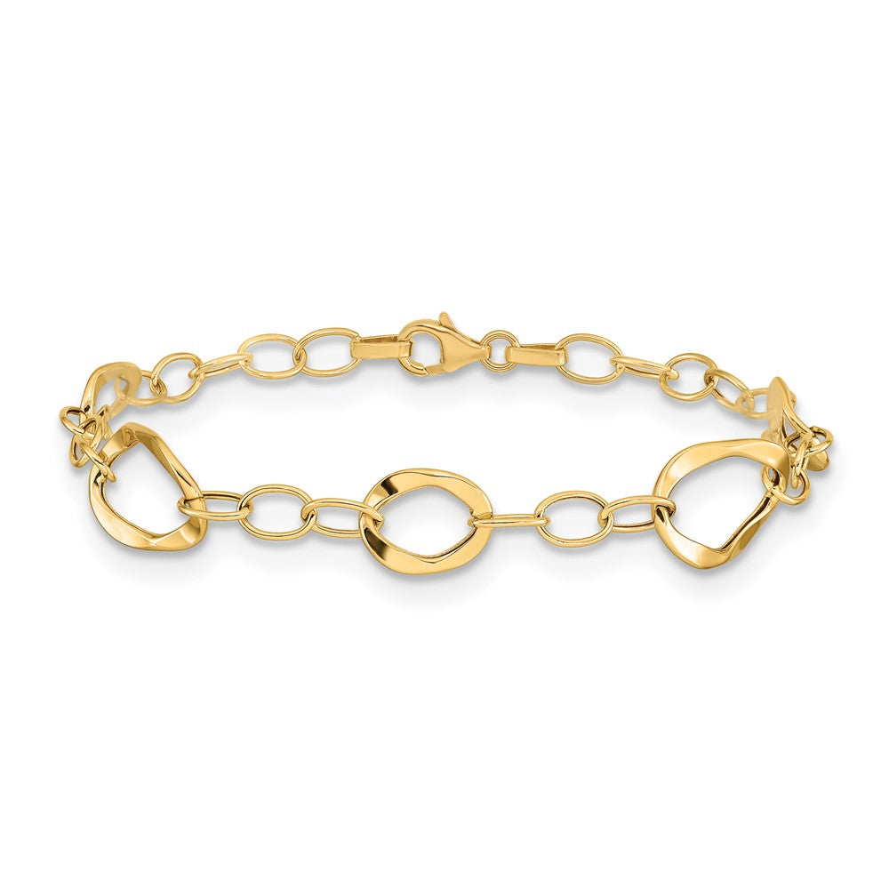 7.25 Zoll 14K Poliert Fantasieglieder Armband