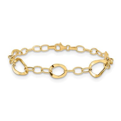 7.25 Zoll 14K Poliert Fantasieglieder Armband