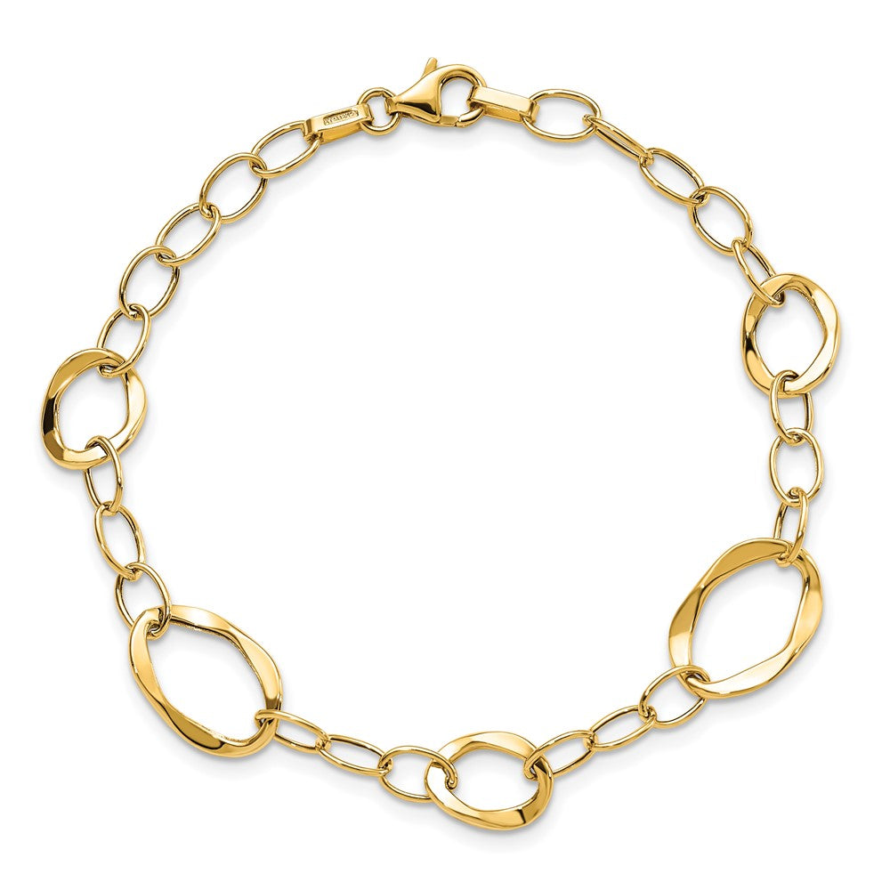 7.25 Zoll 14K Poliert Fantasieglieder Armband