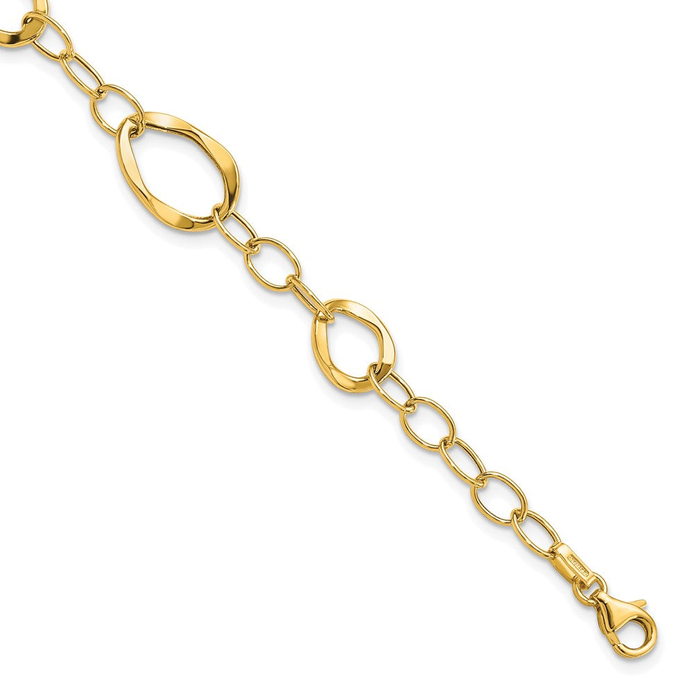 7.25 Zoll 14K Poliert Fantasieglieder Armband