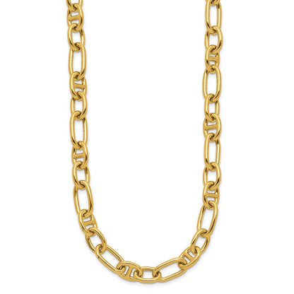 14K Gelbgold Poliert Mixed Oval und Anker Glieder Halskette