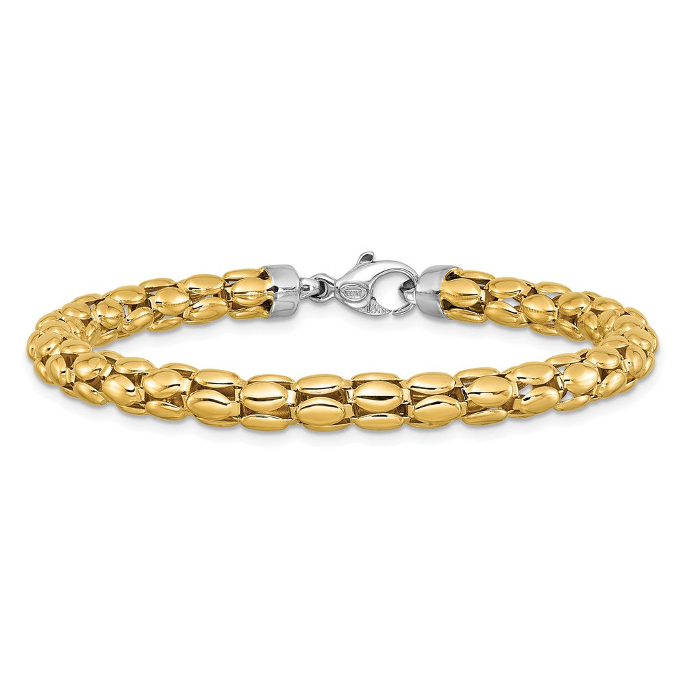 14K Bicolor Poliert 5.5mm Popcorn Glieder Armband