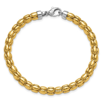 14K Bicolor Poliert 5.5mm Popcorn Glieder Armband