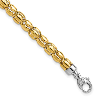 14K Bicolor Poliert 5.5mm Popcorn Glieder Armband