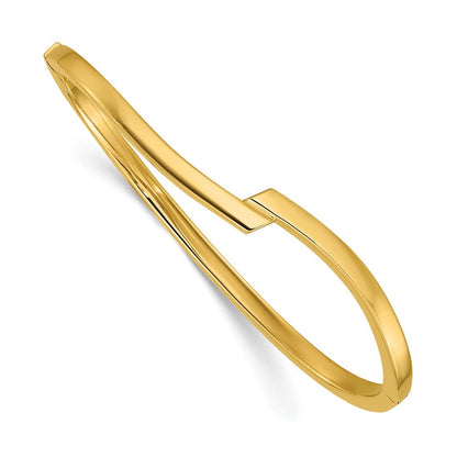 14K Gelbgold Poliert Fantasie Bypass Klappbar Armreif