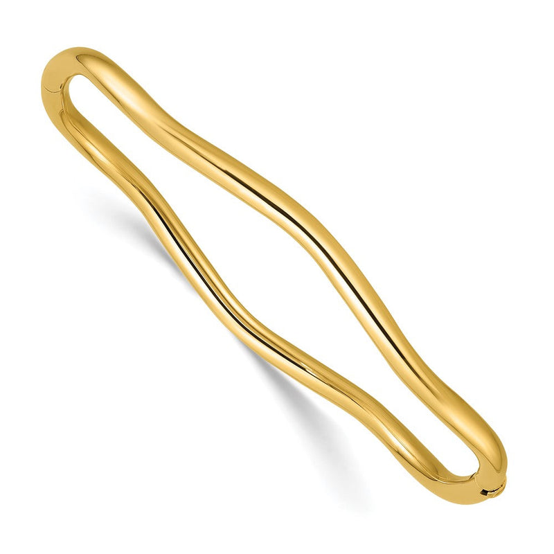 14K Gelbgold Poliert Fantasie Gewellt Klappbar Armreif