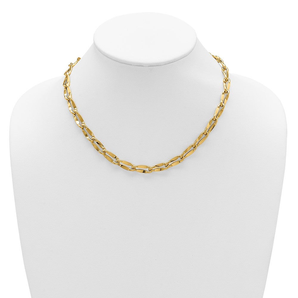 14K Gelbgold Poliert Fantasie Contoured Glieder Halskette