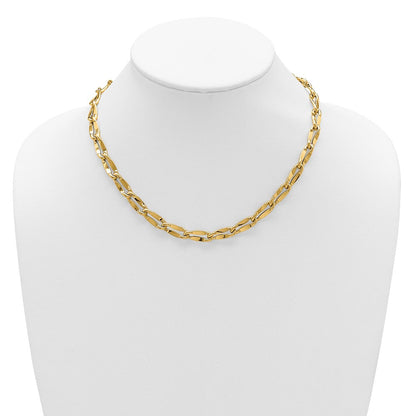 14K Gelbgold Poliert Fantasie Contoured Glieder Halskette