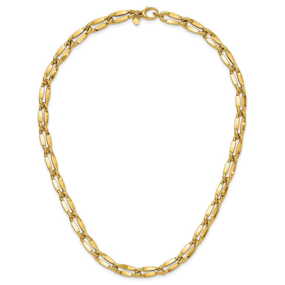 14K Gelbgold Poliert Fantasie Contoured Glieder Halskette