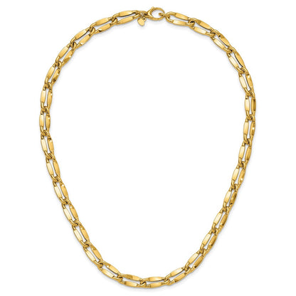 14K Gelbgold Poliert Fantasie Contoured Glieder Halskette