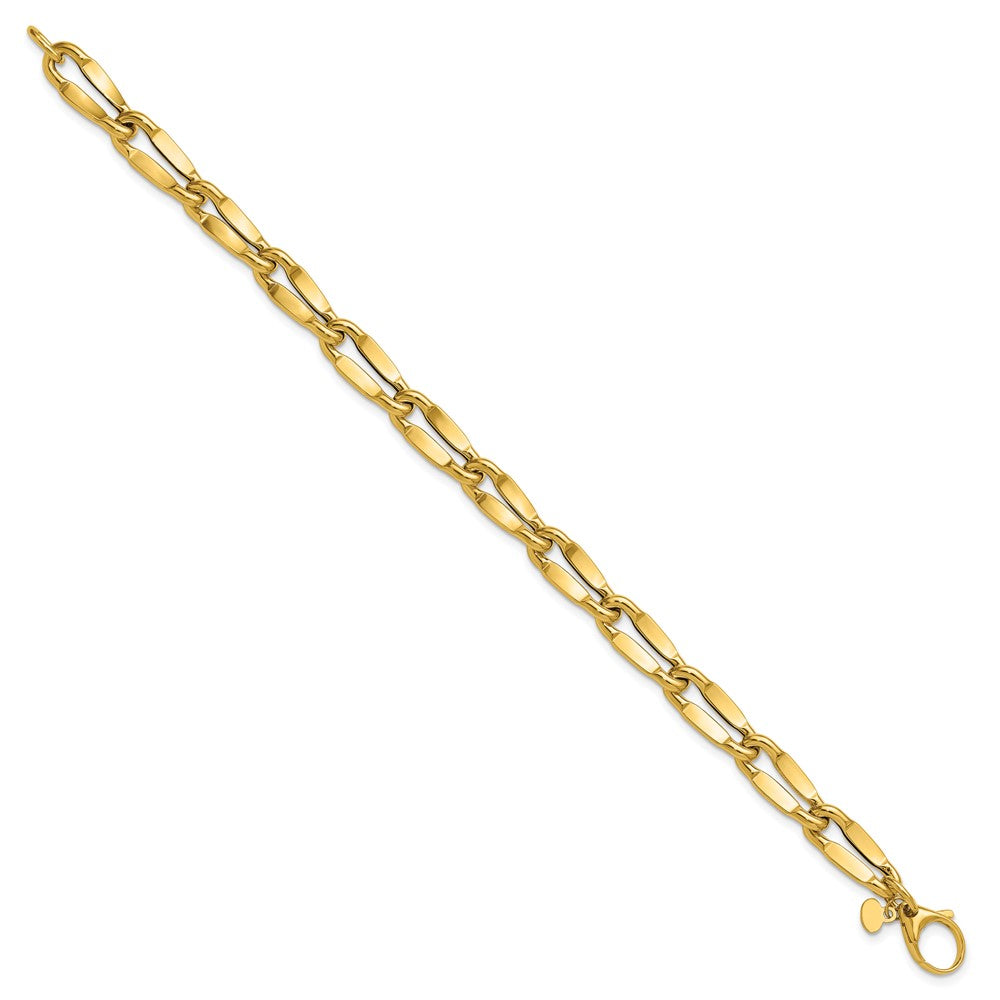 14K Gelbgold Poliert Fantasie Contoured Glieder Armband