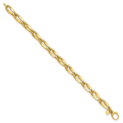 14K Gelbgold Poliert Fantasie Contoured Glieder Armband