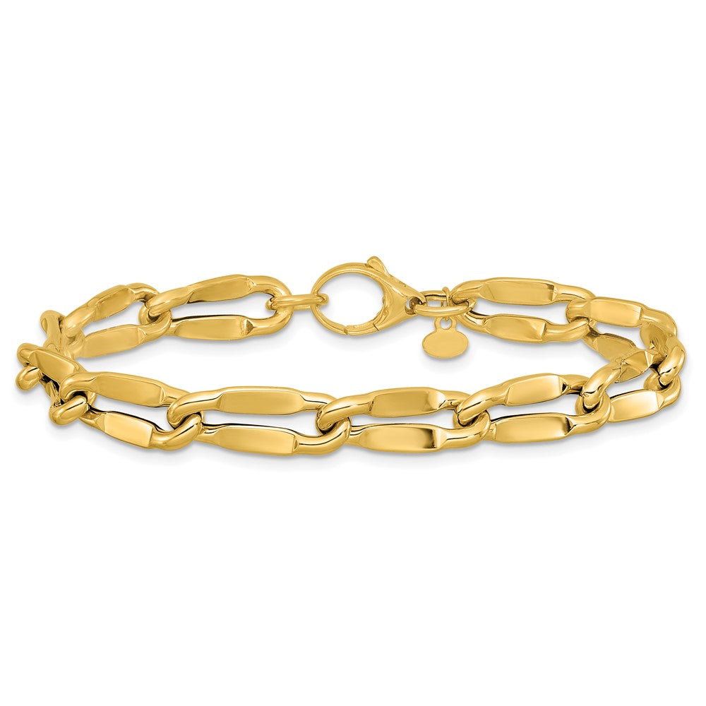 14K Gelbgold Poliert Fantasie Contoured Glieder Armband