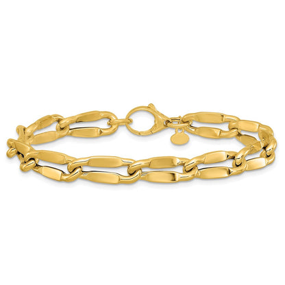 14K Gelbgold Poliert Fantasie Contoured Glieder Armband