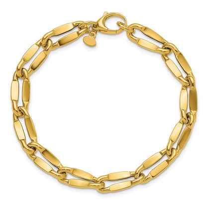 14K Gelbgold Poliert Fantasie Contoured Glieder Armband