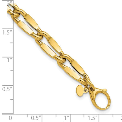 14K Gelbgold Poliert Fantasie Contoured Glieder Armband