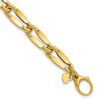 14K Gelbgold Poliert Fantasie Contoured Glieder Armband