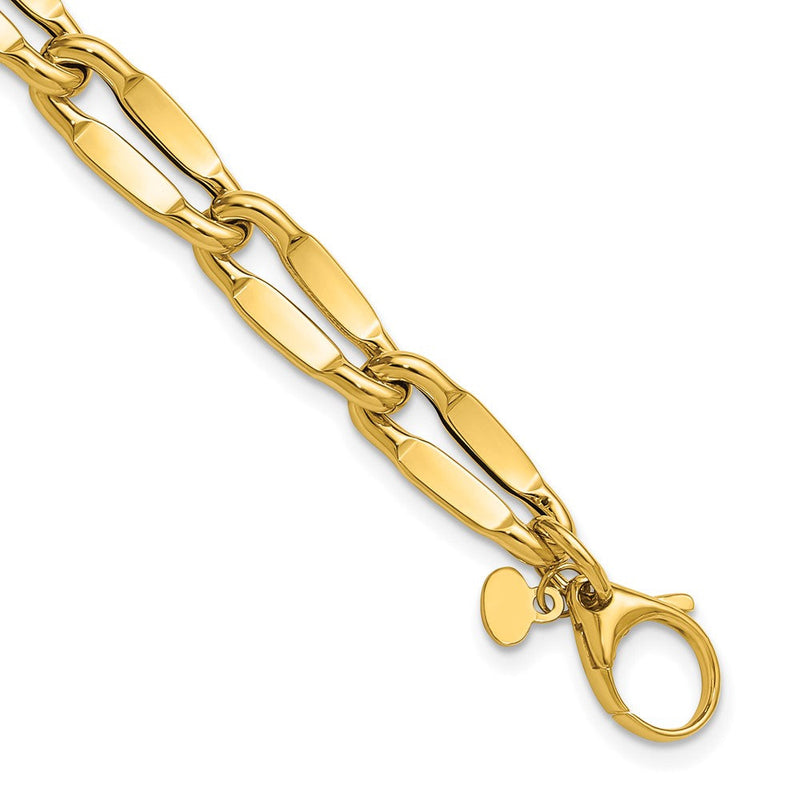 14K Gelbgold Poliert Fantasie Contoured Glieder Armband