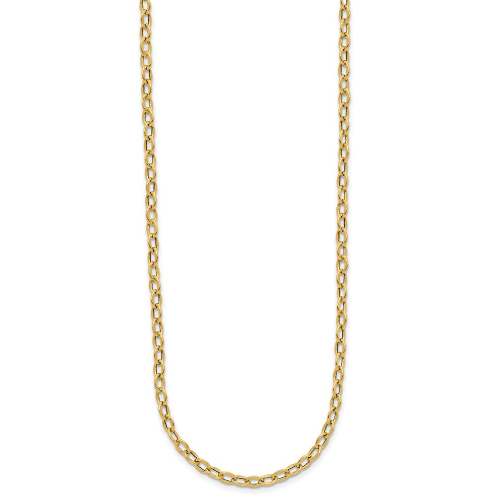 14K Gelbgold Poliert Fantasie Flach Ankerkette Glieder Halskette