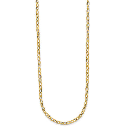 14K Gelbgold Poliert Fantasie Flach Ankerkette Glieder Halskette