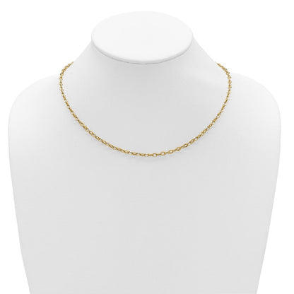 14K Gelbgold Poliert Fantasie Flach Ankerkette Glieder Halskette