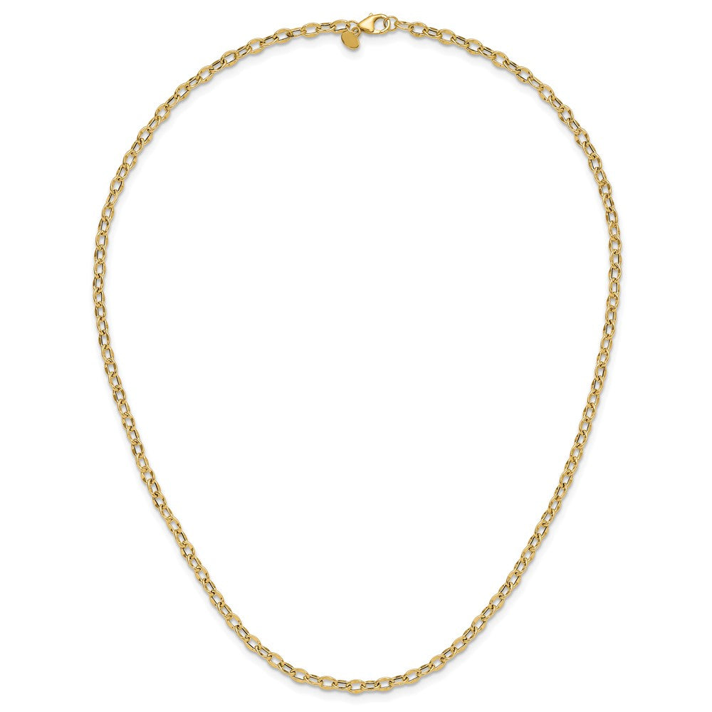 14K Gelbgold Poliert Fantasie Flach Ankerkette Glieder Halskette