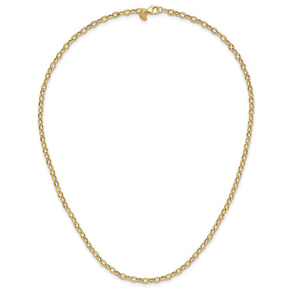 14K Gelbgold Poliert Fantasie Flach Ankerkette Glieder Halskette