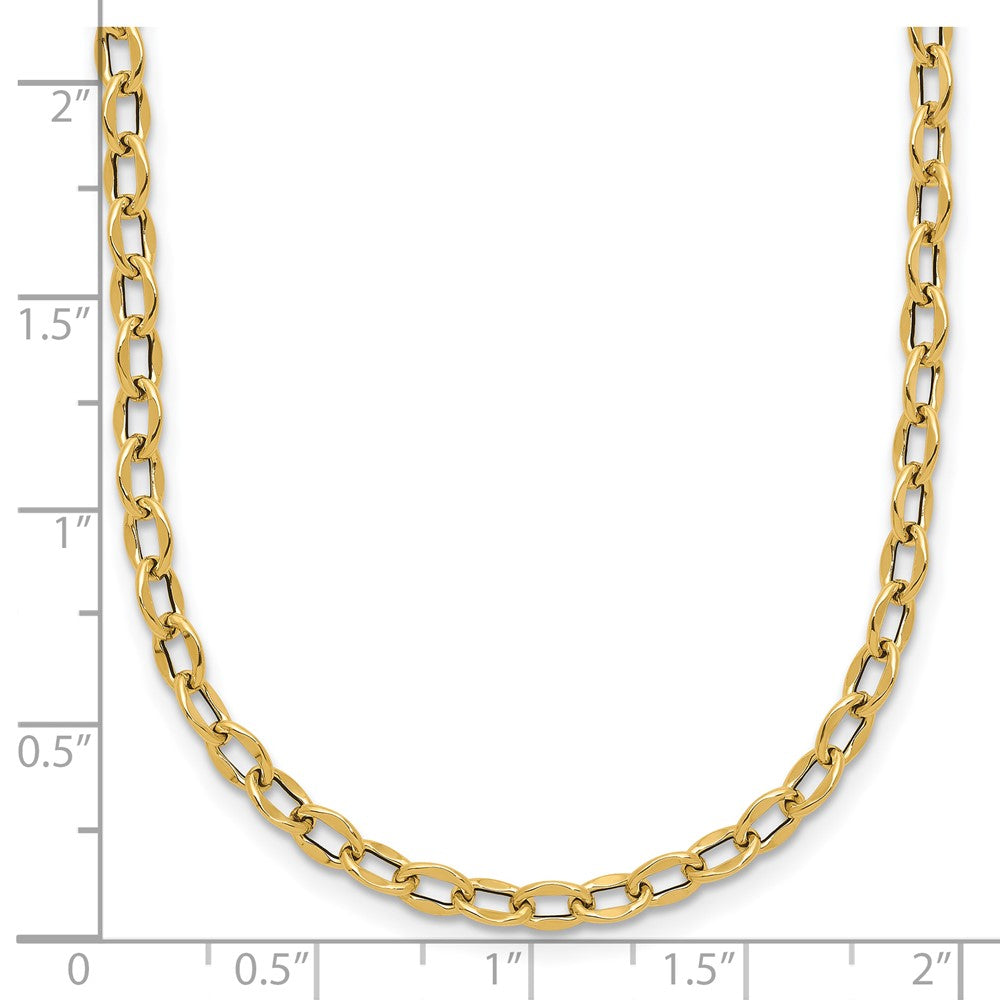 14K Gelbgold Poliert Fantasie Flach Ankerkette Glieder Halskette